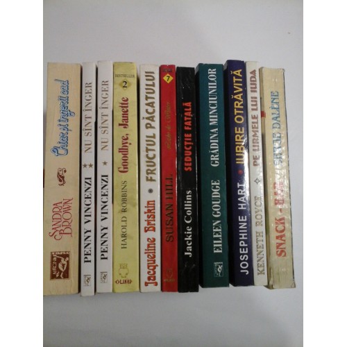 Romane de dragoste * 10 volume: Chiar si ingerii cad-SANDRA BROWN; - Nu sunt inger (2 volume-)-PENNY VINCENZI; - Goodbye, Janette-HAROLD ROBBINS.... Romane de dragoste * 10 volume: Chiar si ingerii cad-SANDRA BROWN; - Nu sunt inger (2 volume-)-PENNY VINCENZI; - Goodbye, Janette-HAROLD ROBBINS....